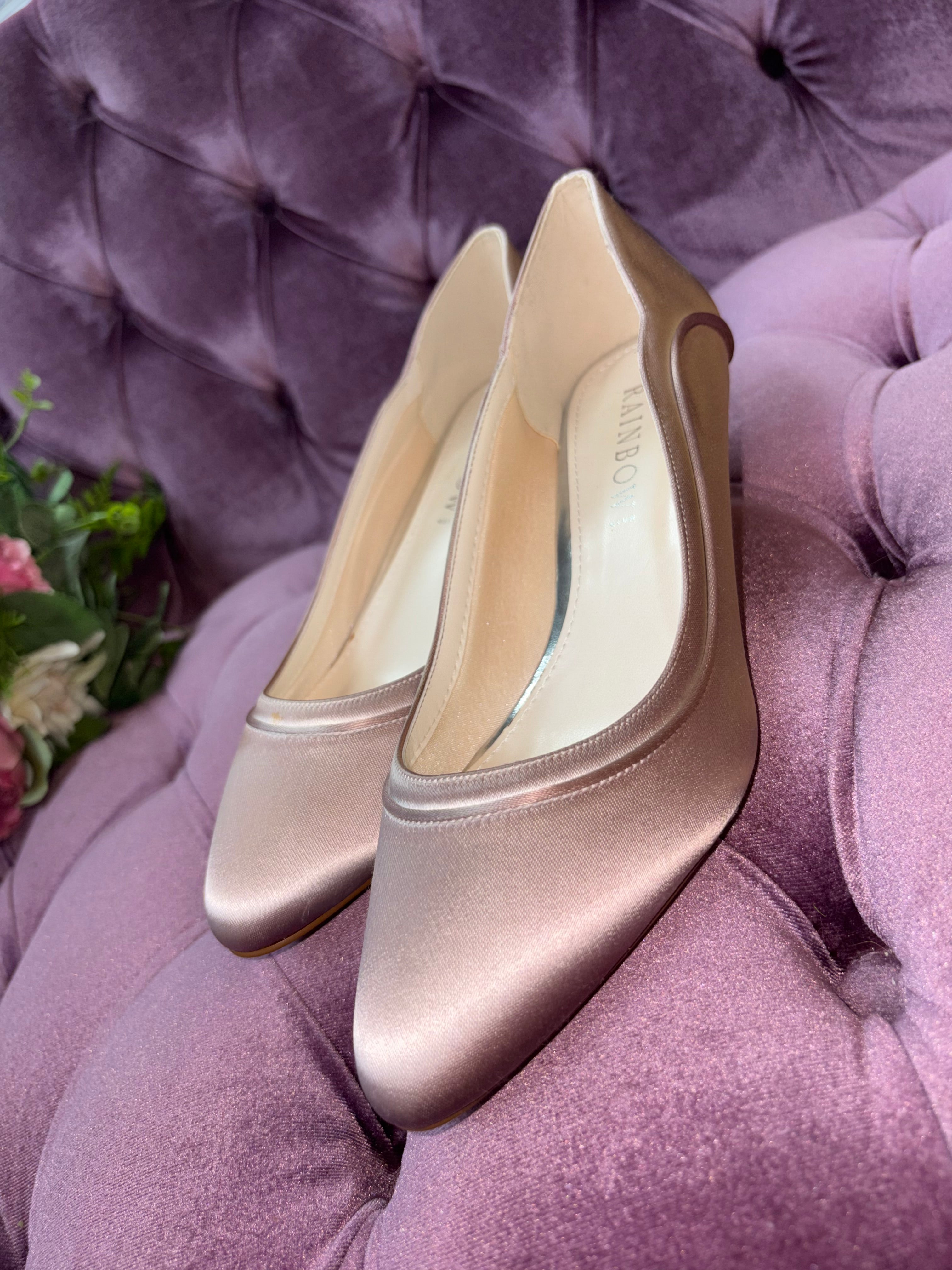 Rainbow Club 'Hollie' Ivory Satin Low Heels