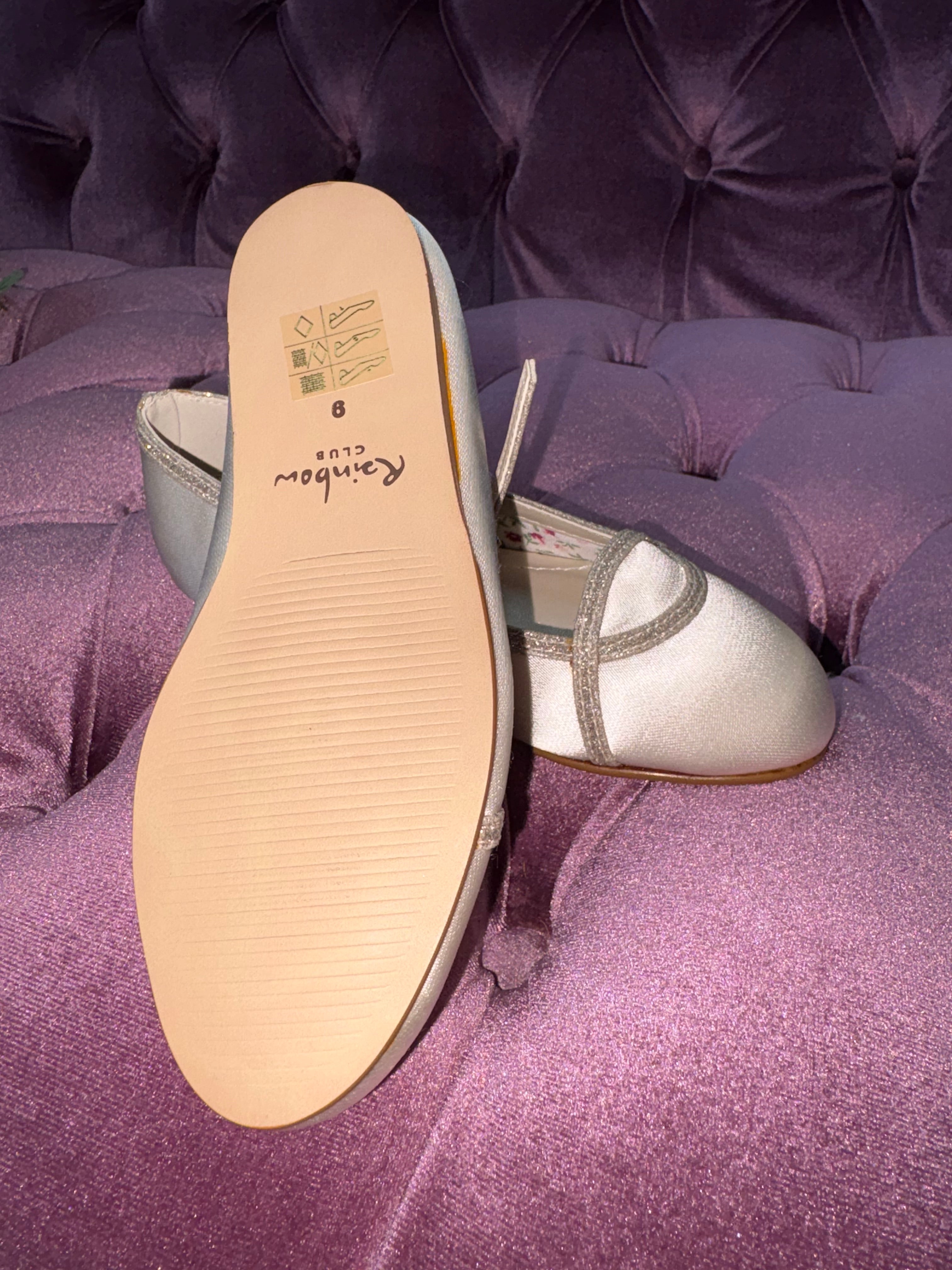 Rainbow Club 'Orlana' Ivory Silver Shimmer Ballet Kids Shoes