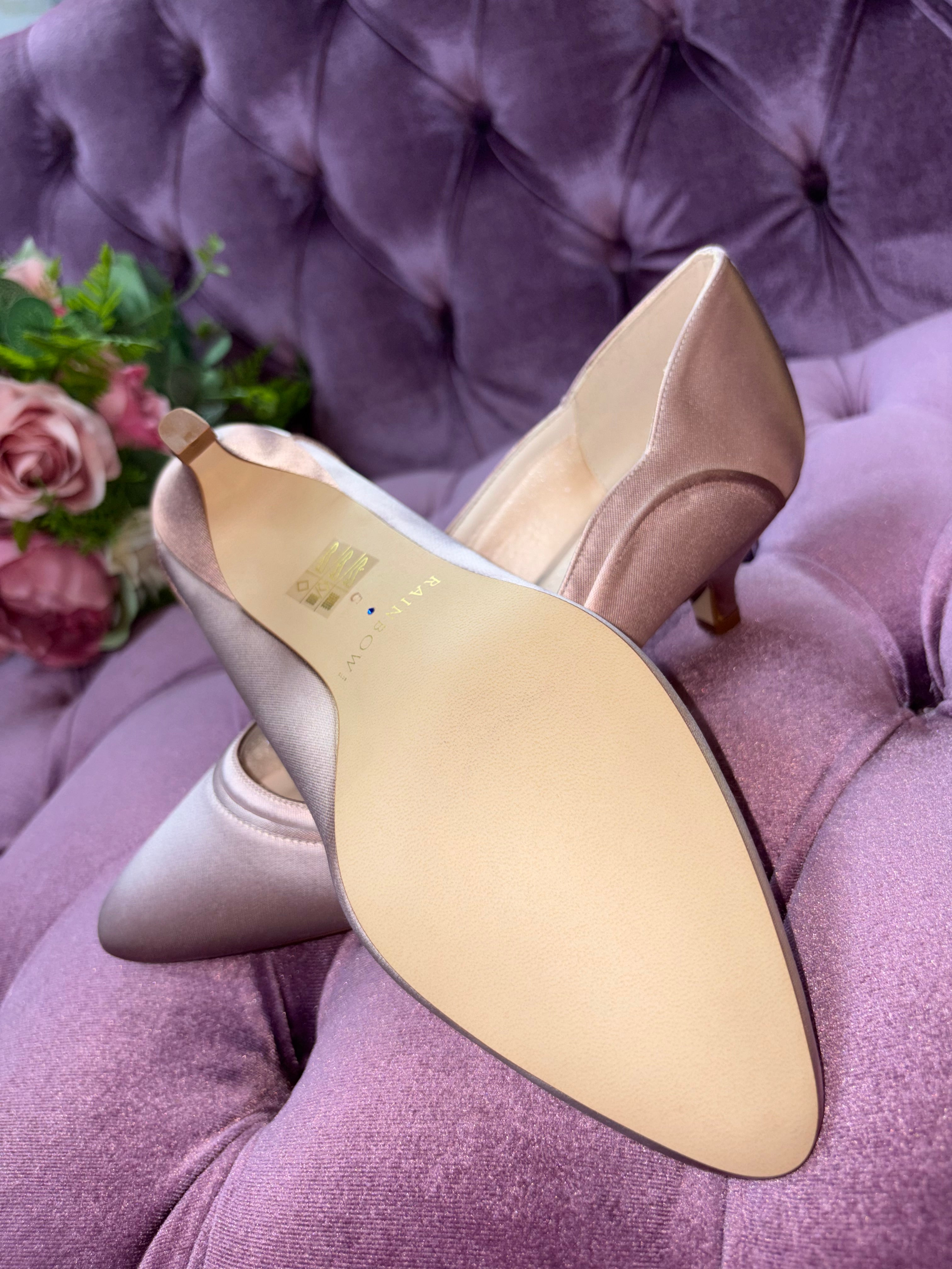 Rainbow Club 'Hollie' Ivory Satin Low Heels