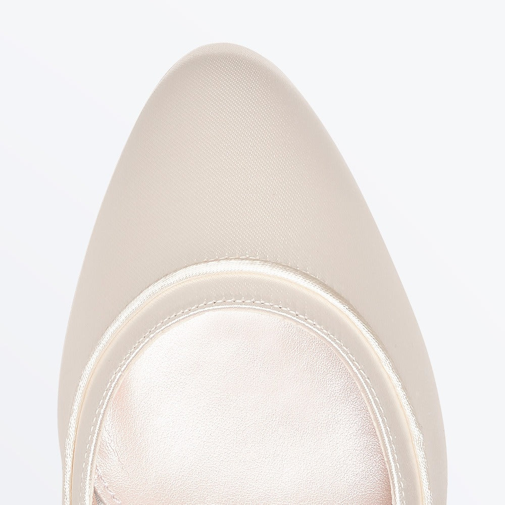 Hollie Ivory Satin Low Heel