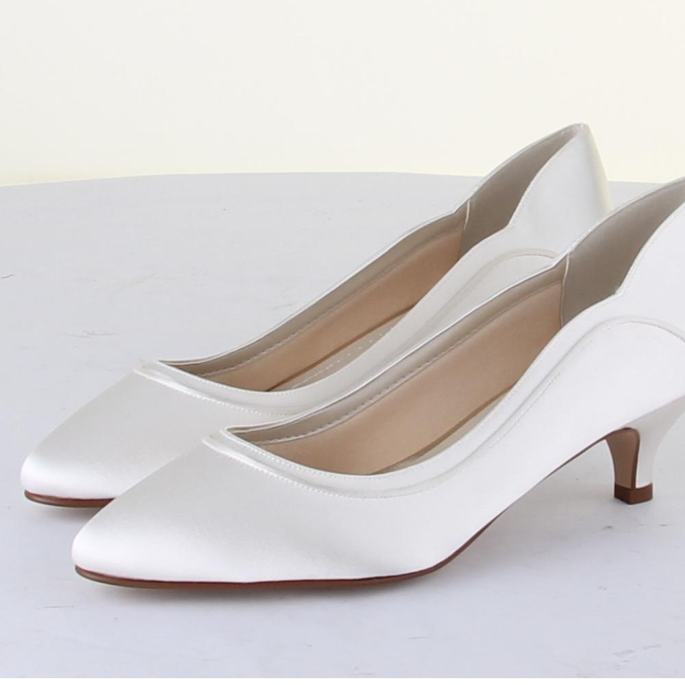 Hollie Ivory Satin Low Heel