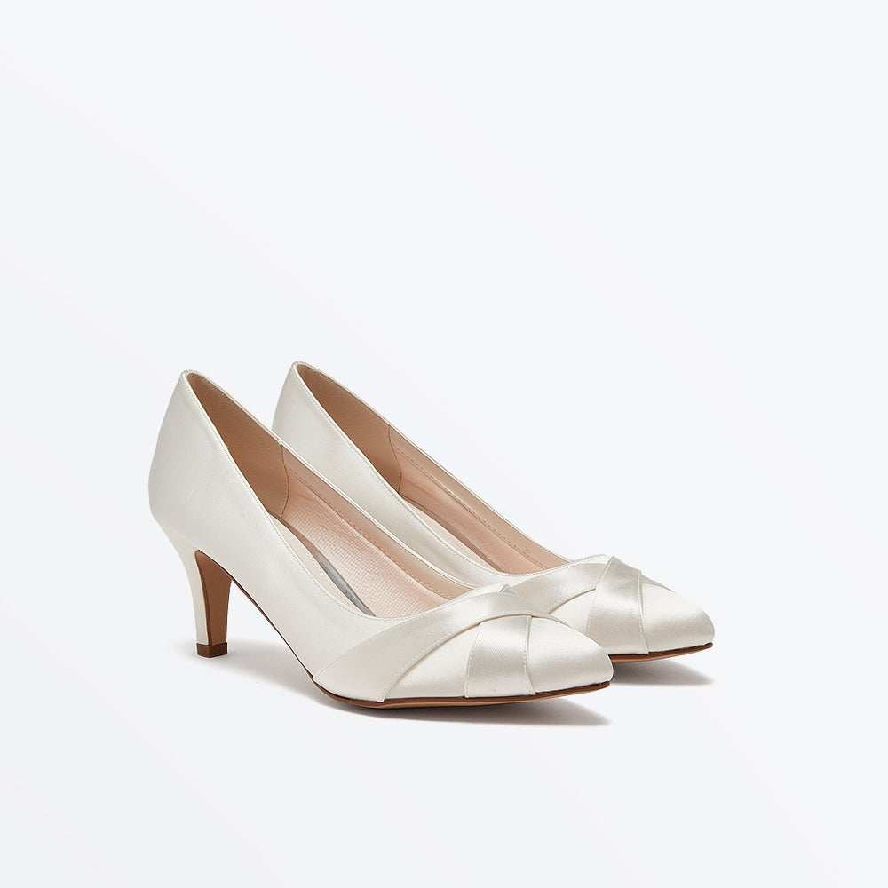 Rainbow Club 'Lexi' Ivory Satin Wedding Court Shoes