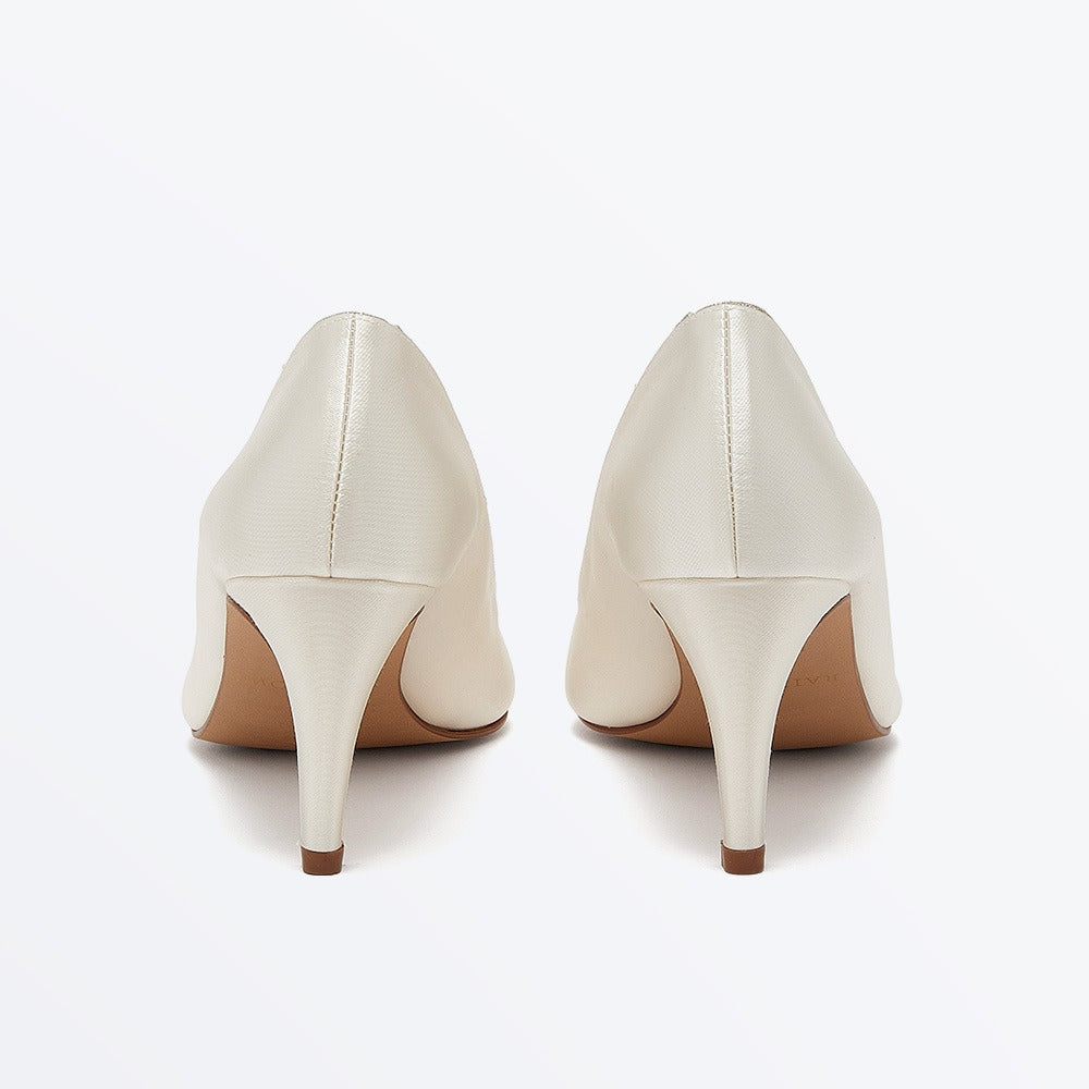 Stella Ivory Satin Silver Shimmer Heels